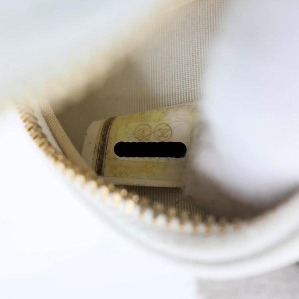 CHANEL In The Loop Round Caviar Leather Clutch Crossbody Bag White