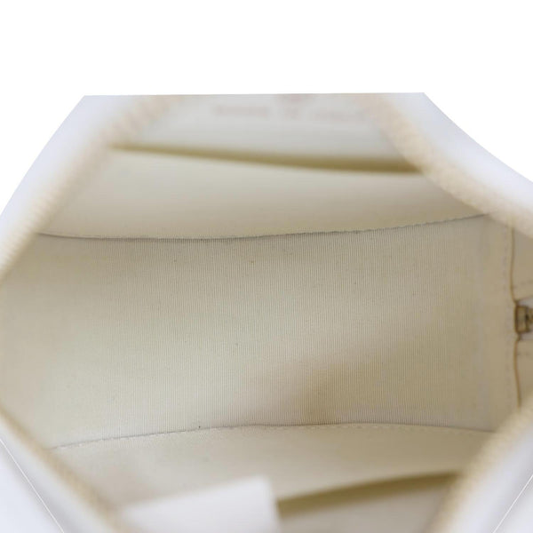 CHANEL In The Loop Round Caviar Leather Clutch Crossbody Bag White