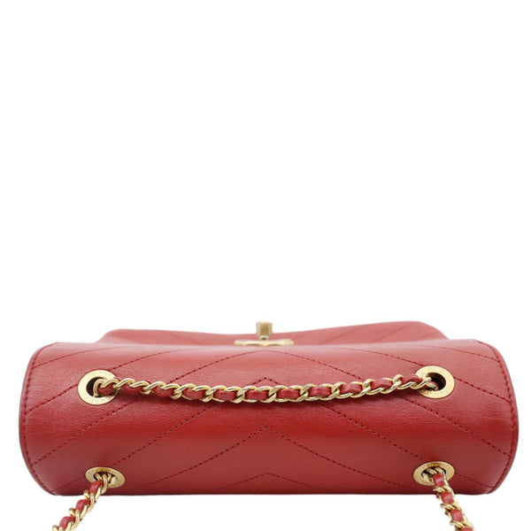 Chanel Chevron Lambskin Coco Envelope Flap Crossbody Bag Red