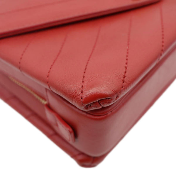 Chanel Chevron Lambskin Coco Envelope Flap Crossbody Bag Red