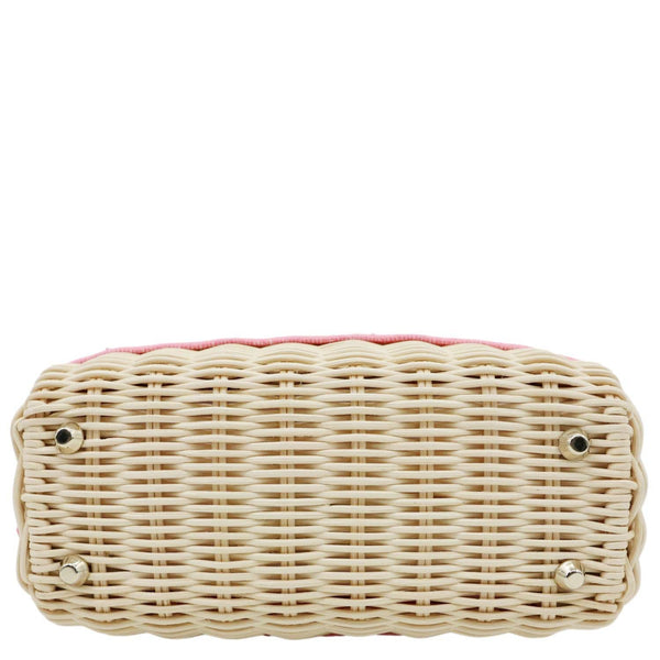 CHRISTIAN DIOR Lady Dior Wicker Oblique Shoulder Bag Fluorescent Pink