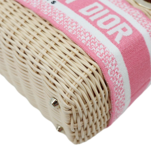 CHRISTIAN DIOR Lady Dior Wicker Oblique Shoulder Bag Fluorescent Pink