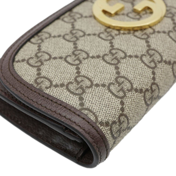 GUCCI Blondie Continental Dollar GG Supreme Canvas Chain Wallet Beige 725215