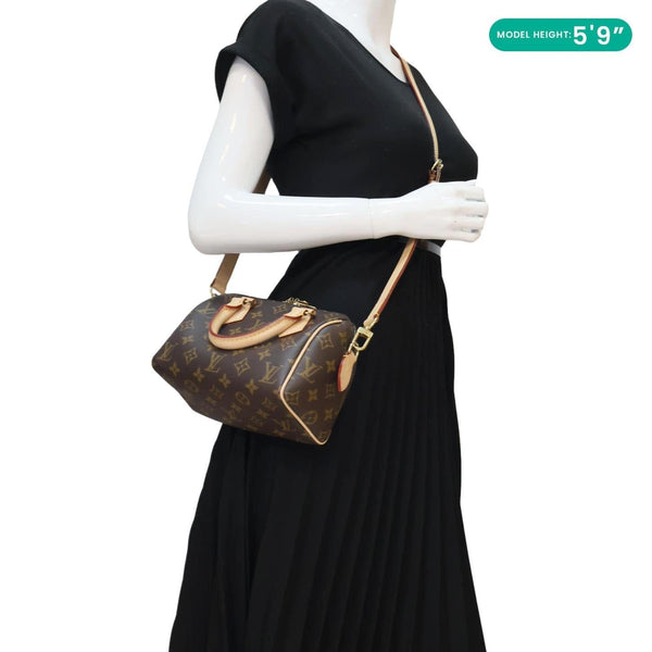 Louis Vuitton Speedy 20 Monogram Canvas Crossbody Bag Brown
