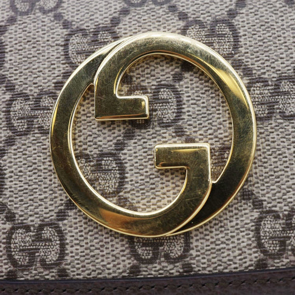 GUCCI Blondie Continental Dollar GG Supreme Canvas Chain Wallet Beige 725215