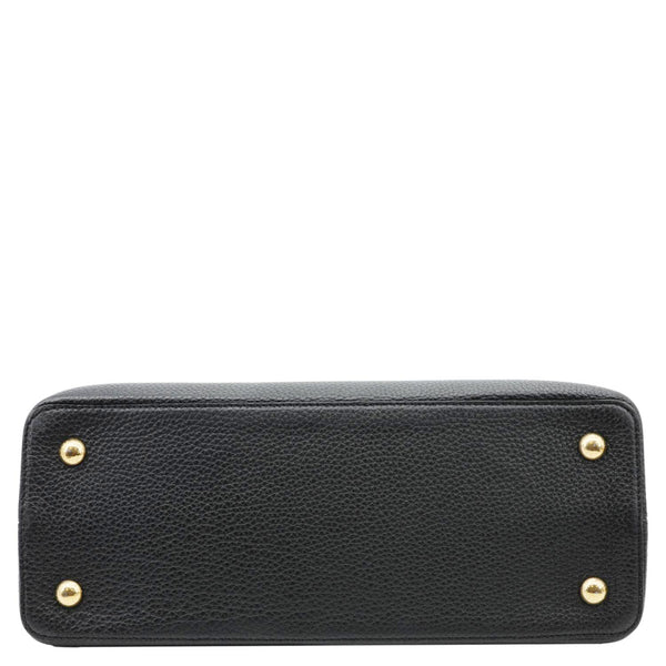 LOUIS VUITTON Capucines MM Taurillon Leather Satchel Bag Black
