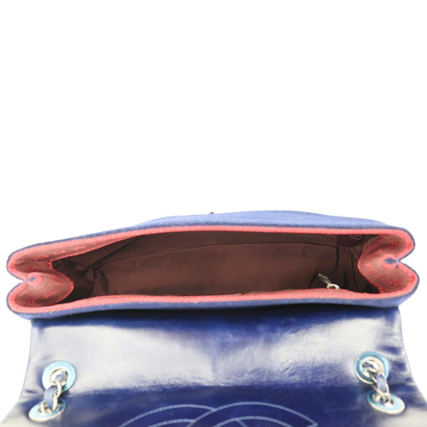 CHANEL Classic Single Flap Wool Leather Shoulder Bag Navy Blue