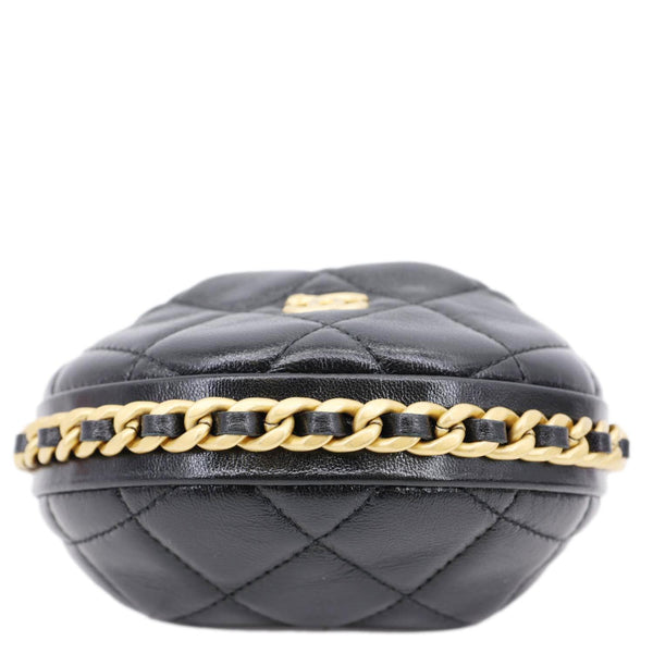 CHANEL Chain Around Mini Quilted Lambskin Leather Pouch Black