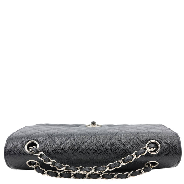 CHANEL Small Classic Flap Quilted Caviar Leather Shoulder Bag Black