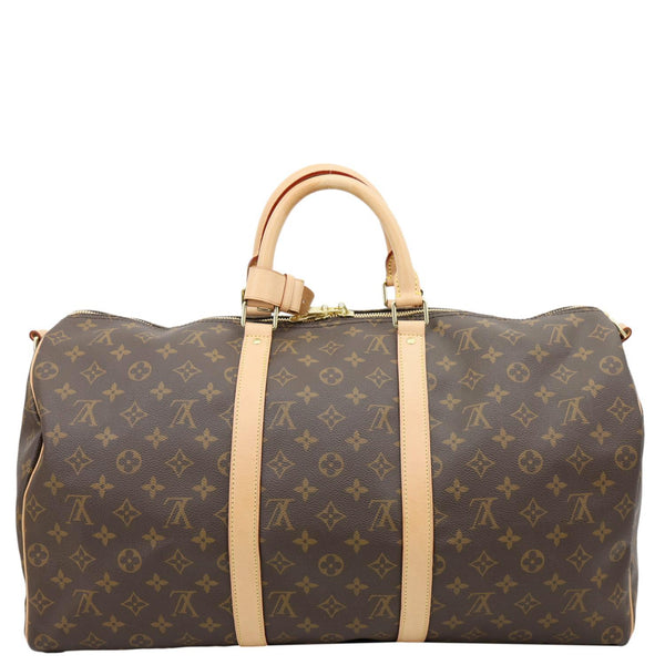 LOUIS VUITTON Keepall 50 Bandouliere Monogram Canvas Travel Bag Brown