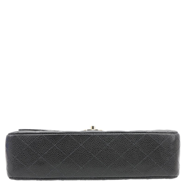 CHANEL Small Classic Flap Quilted Caviar Leather Shoulder Bag Black
