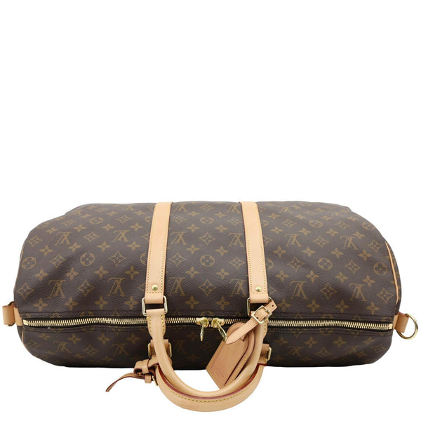 LOUIS VUITTON Keepall 50 Bandouliere Monogram Canvas Travel Bag Brown