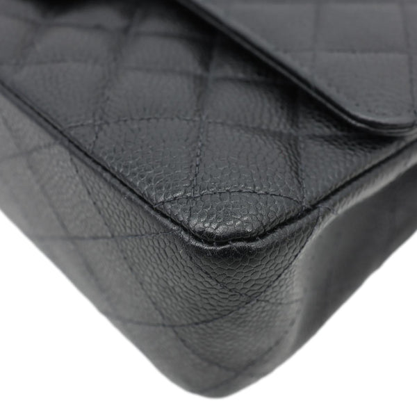 CHANEL Small Classic Flap Quilted Caviar Leather Shoulder Bag Black