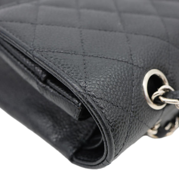CHANEL Small Classic Flap Quilted Caviar Leather Shoulder Bag Black