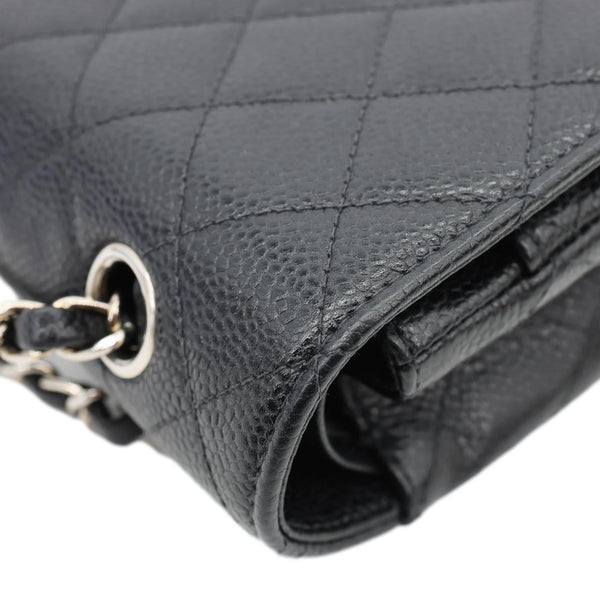 CHANEL Small Classic Flap Quilted Caviar Leather Shoulder Bag Black