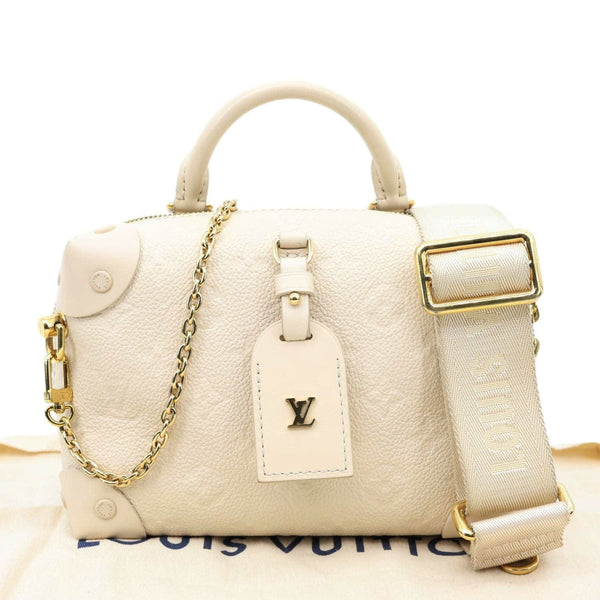 LOUIS VUITTON Petite Malle Souple Monogram Empreinte Leather Shoulder Bag Cream