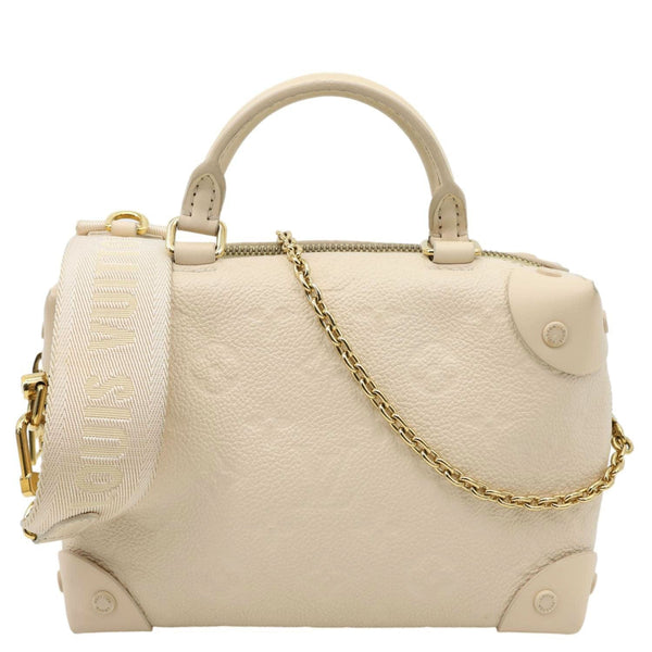 LOUIS VUITTON Petite Malle Souple Monogram Empreinte Leather Shoulder Bag Cream