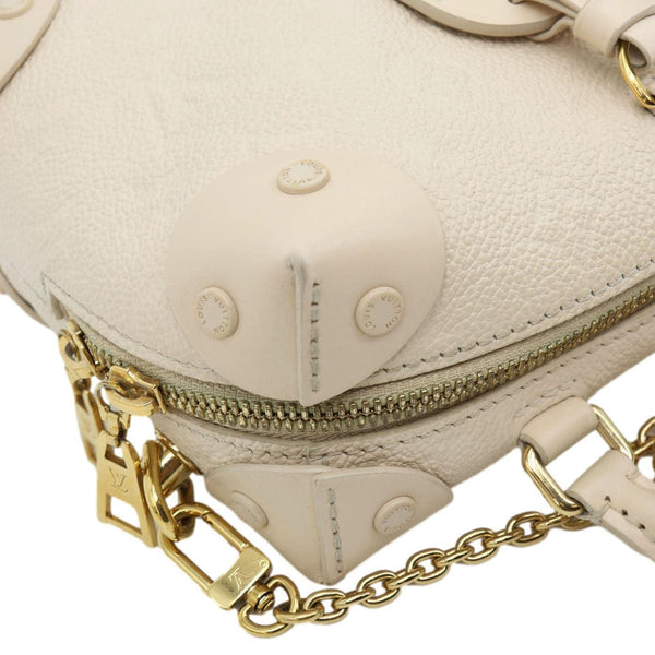 LOUIS VUITTON Petite Malle Souple Monogram Empreinte Leather Shoulder Bag Cream
