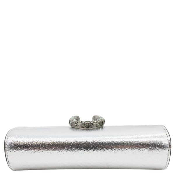 GUCCI Dionysus Super Mini Metallic Leather Crossbody Bag Silver 476432