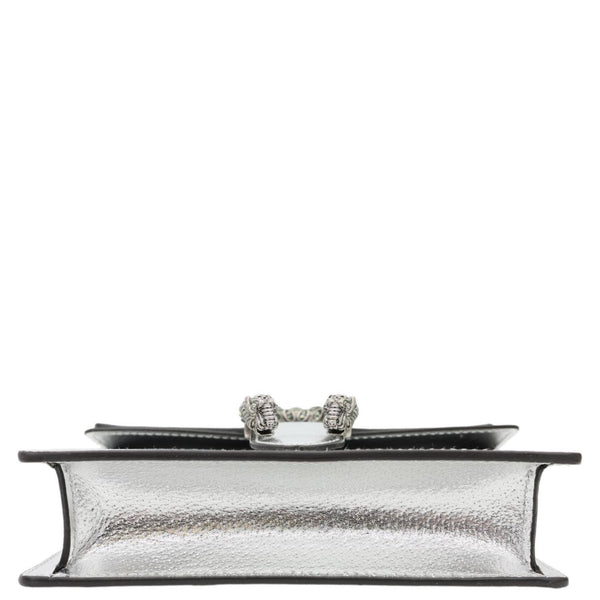 GUCCI Dionysus Super Mini Metallic Leather Crossbody Bag Silver 476432