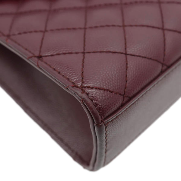 YVES SAINT LAURENT Envelope Flap Medium Grain De Poudre Crossbody Bag Burgundy