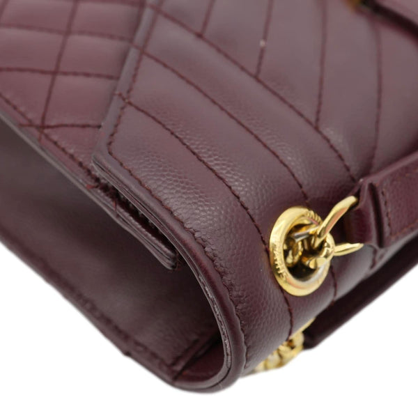 YVES SAINT LAURENT Envelope Flap Medium Grain De Poudre Crossbody Bag Burgundy