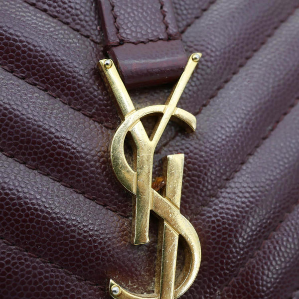 YVES SAINT LAURENT Envelope Flap Medium Grain De Poudre Crossbody Bag Burgundy