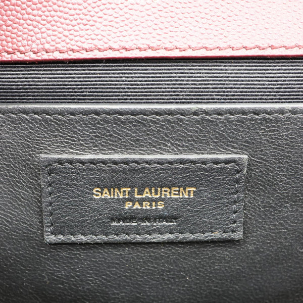 YVES SAINT LAURENT Envelope Flap Medium Grain De Poudre Crossbody Bag Burgundy