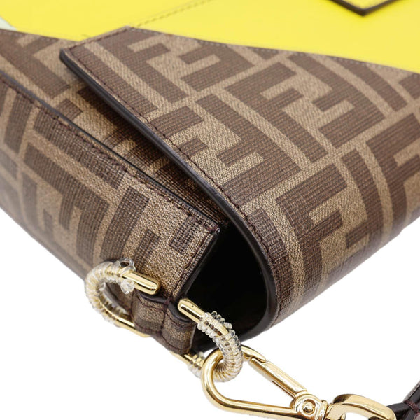 FENDI FF 1974 Hairdo Girls Inlay Glazed Fabric Baguette Bag Yellow