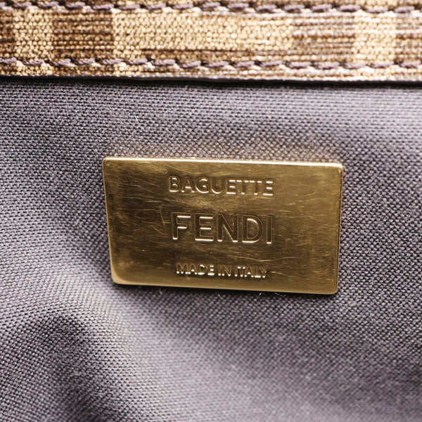 FENDI FF 1974 Hairdo Girls Inlay Glazed Fabric Baguette Bag Yellow