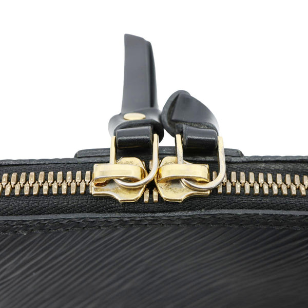 LOUIS VUITTON Alma BB Epi Leather Satchel Bag Black