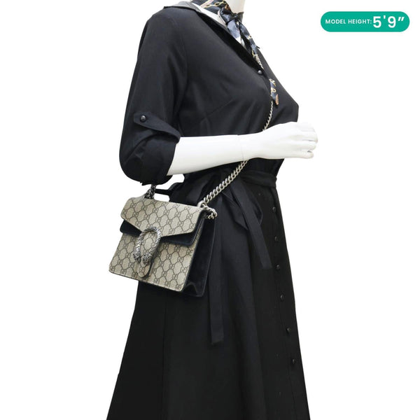 GUCCI Dionysus Mini GG Supreme Canvas Crossbody Bag Beige 421970