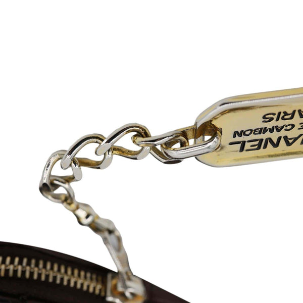 CHANEL Vintage Quilted Lambskin Leather Chain Shoulder Bag Brown