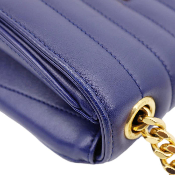 YVES SAINT LAURENT Vicky Medium Matelasse Lambskin Chain Crossbody Bag Blue