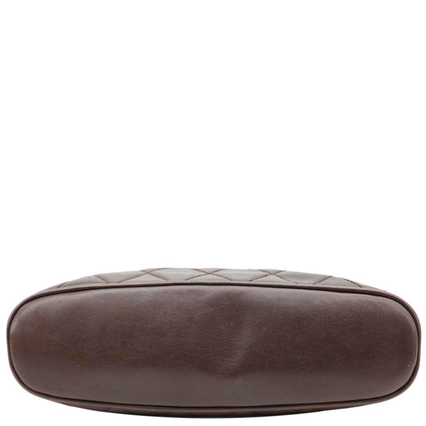 CHANEL Vintage Quilted Lambskin Leather Chain Shoulder Bag Brown