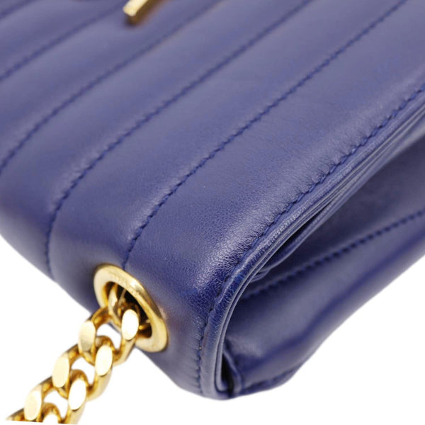 YVES SAINT LAURENT Vicky Medium Matelasse Lambskin Chain Crossbody Bag Blue