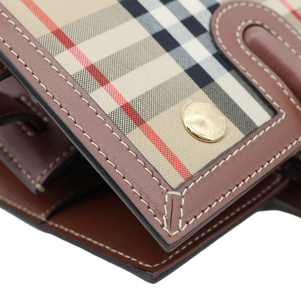 BURBERRY Medium Title Vintage Check Canvas Top Handle Shoulder Bag Beige