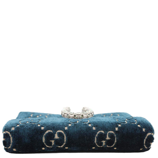GUCCI Dionysus Super Mini GG Monogram Velvet Crossbody Bag Blue 476432