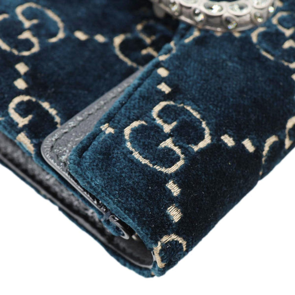 GUCCI Dionysus Super Mini GG Monogram Velvet Crossbody Bag Blue 476432