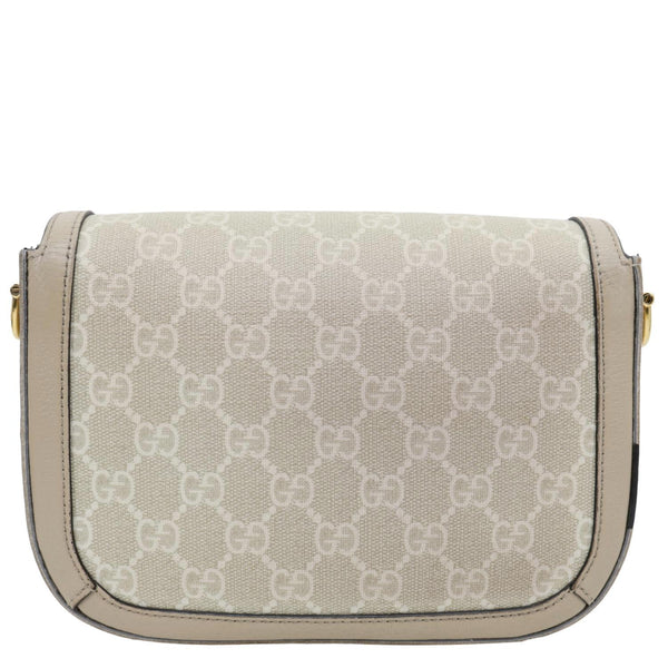 GUCCI Horsebit 1955 Flap Small GG Supreme Canvas Shoulder Bag Beige 658574