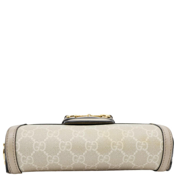 GUCCI Horsebit 1955 Flap Small GG Supreme Canvas Shoulder Bag Beige 658574