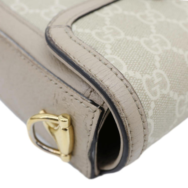 GUCCI Horsebit 1955 Flap Small GG Supreme Canvas Shoulder Bag Beige 658574