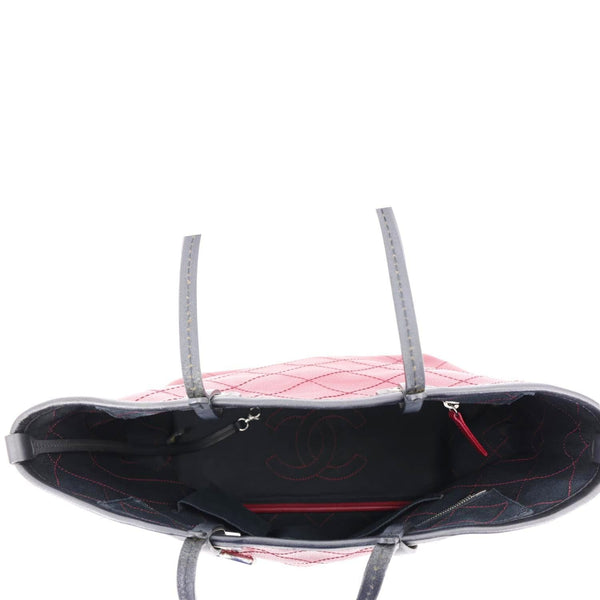 CHANEL Shopping Fever Quilted Caviar Leather Tote Bag Maroon