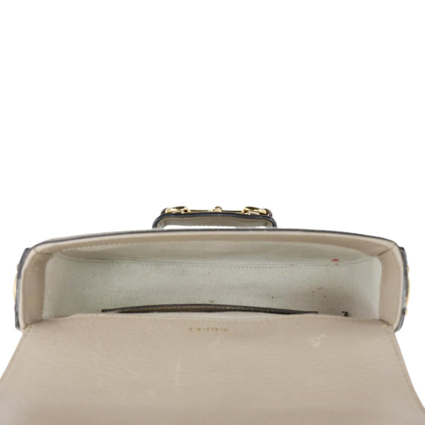 GUCCI Horsebit 1955 Flap Small GG Supreme Canvas Shoulder Bag Beige 658574
