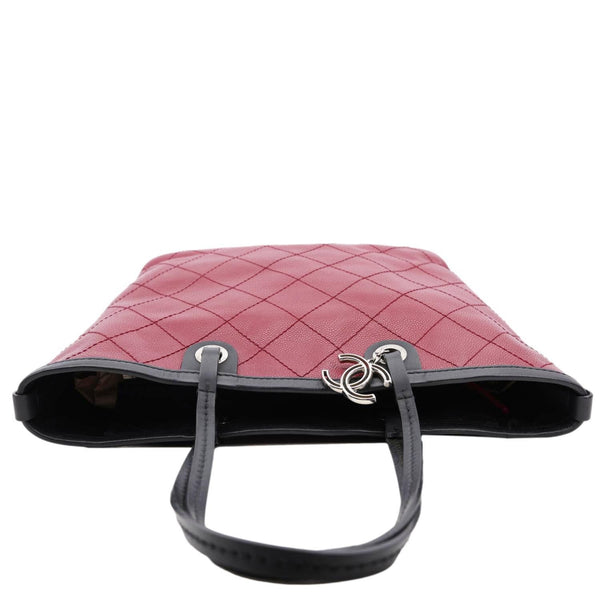 CHANEL Shopping Fever Quilted Caviar Leather Tote Bag Maroon