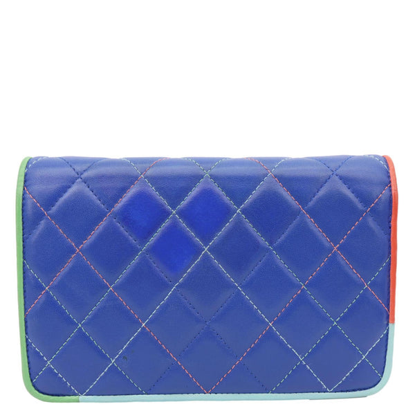 CHANEL Quilted Leather Wallet On Chain Blue