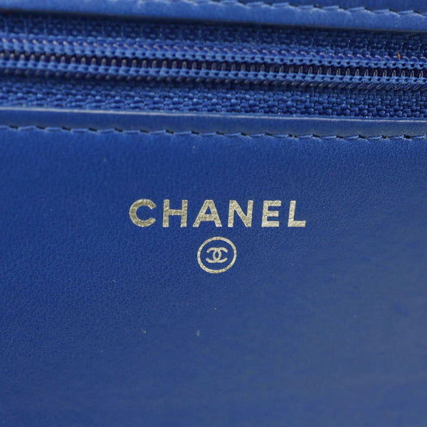 CHANEL Quilted Leather Wallet On Chain Blue