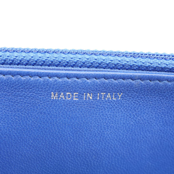 CHANEL Quilted Leather Wallet On Chain Blue