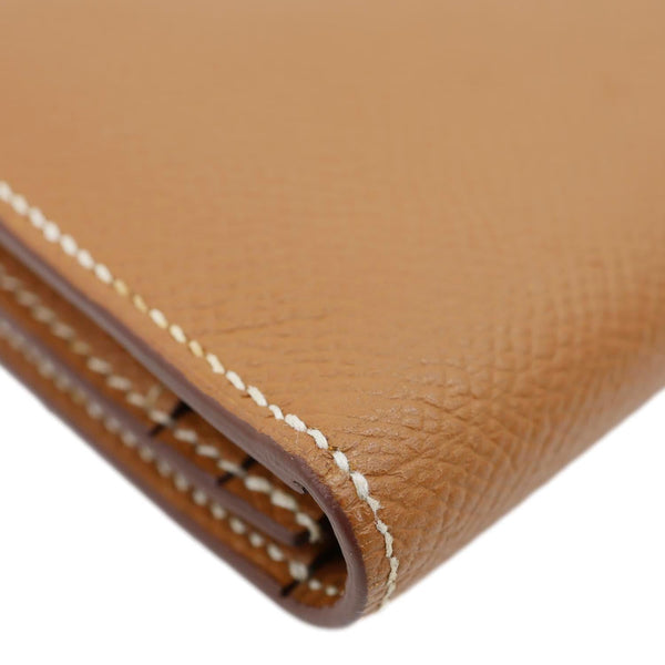 HERMES Bearn Epsom Leather Long Wallet Brown
