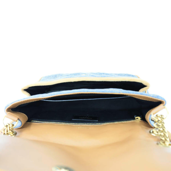 YVES SAINT LAURENT Signature Niki Medium Denim Chain Crossbody Bag Blue